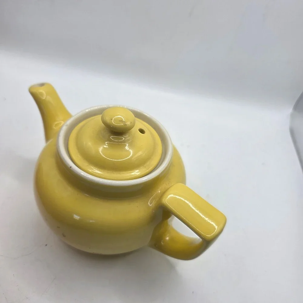 Vintage Hall China Yellow Teapot Ceramic Made in USA Mid Century Tea Pot